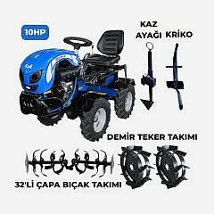Bartech 4x4 Dizel Motorlu Marşlı Mini Traktör Çapa Makinesi 10 Hp