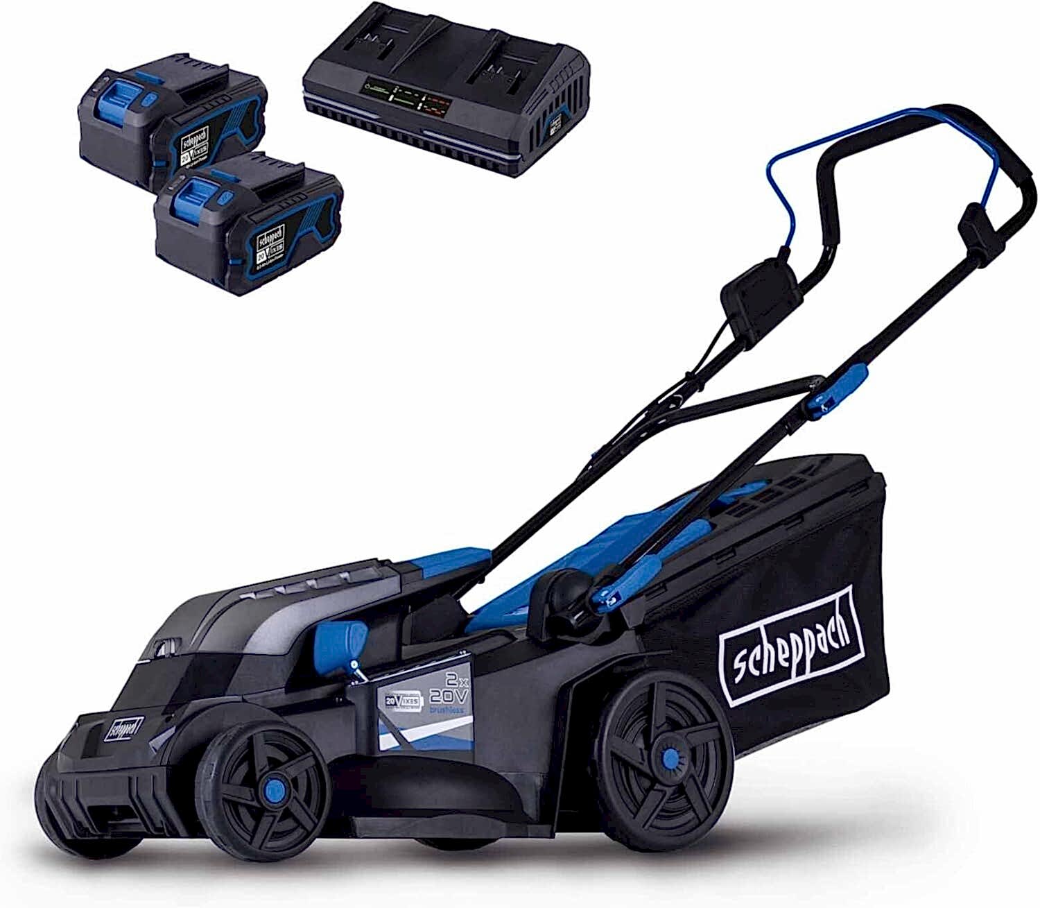 Scheppach BC-MP380 Akülü Çim Biçme Makinesi 2X4.0 Ah Akü ve Şarj Cihazlı